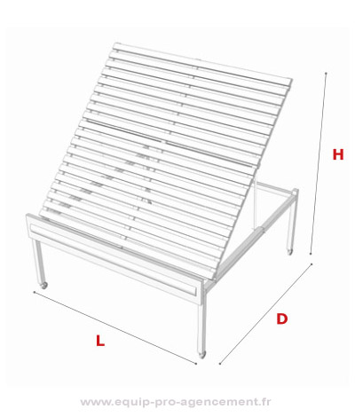 table de présentation inclinable bois métal capacite 6 caisses fruits & legumes